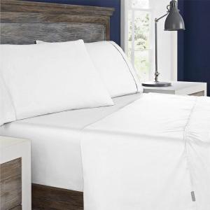 Columbia Omni Freeze Super Soft Breathable, Moisture-Wicking, Cooling Sateen Flat Sheet, Fitted Sheet, and Pillow Case Set, Luxury 4 Piece White Queen Bedsheets Set(White)