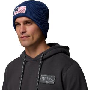 Columbia Unisex-Adult PFG Patch Beanie(Carbon/Fish Flag)