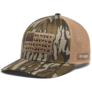 Columbia Unisex-Adult PHG Camo Mesh Ball Cap(Mossy Oak Bottomland/Game Flag)