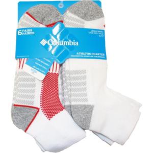 Columbia Women’s 2 Pack Balance Point Walking Low Cut Socks(White/Red)