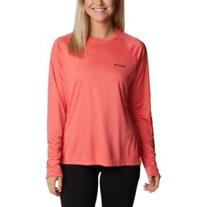 Columbia Womens Fork Stream Long Sleeve Shirt(Blush Pink/White Logo)