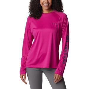 Columbia Womens Fork Stream Long Sleeve Shirt(Wild Fuchsia/Nocturnal Logo)
