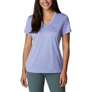 Columbia Womens Hike Short Sleeve V NeckHiking Shirt(Serenity Heather)