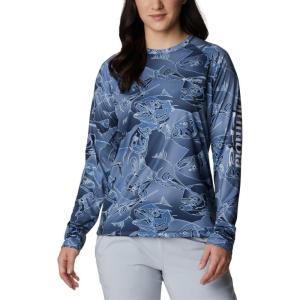 Columbia Women’s Super Tidal Tee Long Sleeve(Collegiate Navy Fish Frenzy Print)