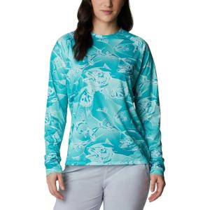 Columbia Women’s Super Tidal Tee Long Sleeve(Tropic Water Fish Frenzy Print)