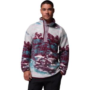 Columbia mens Helvetia Ii Printed Half Snap Fleece(Rich Wine Sisters)