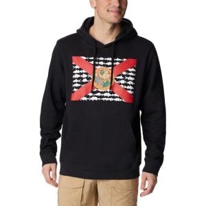 Columbia mens Pfg Fish Flag II Hoodie(Black/Red Spark Fl)