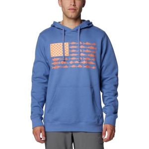 Columbia mens Pfg Fish Flag II Hoodie(Bluebell/Faded Peach Usa)