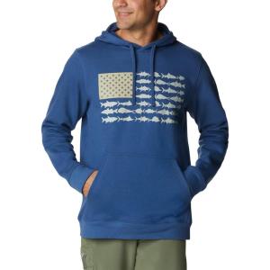 Columbia mens Pfg Fish Flag II Hoodie(Carbon/Cool Green Usa)