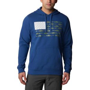 Columbia mens Pfg Fish Flag II Hoodie(Carbon/Cypress Bass Lures)