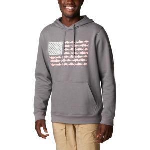 Columbia mens Pfg Fish Flag II Hoodie(City Grey/Sorbet Usa)