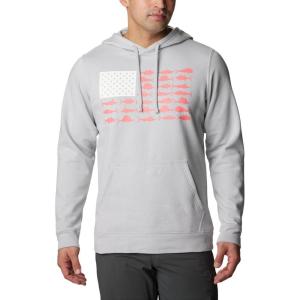 Columbia mens Pfg Fish Flag II Hoodie(Cool Grey/Salmon Offshore Fish)