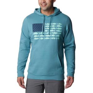 Columbia mens Pfg Fish Flag II Hoodie(Tranquil Teal/Mint Cay Inshore Fish)