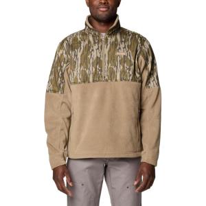 Columbia mens Phg Fleece Overlay II 1/4 Zip(Flax/Mossy Oak Bottomland)