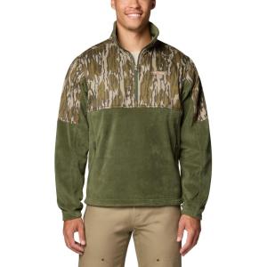 Columbia mens Phg Fleece Overlay II 1/4 Zip(Surplus Green/Mossy Oak Bottomland)