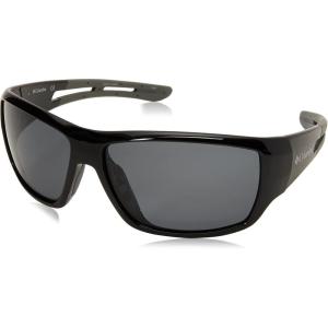 Columbia mens Utilizer Wrap Sunglasses(Shiny Black W/Grey Rubber Polarized)