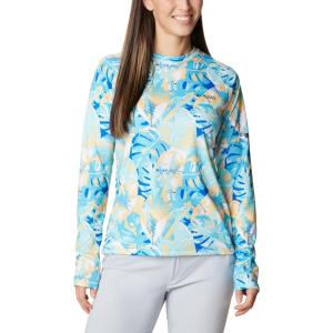 Columbia womens Super Tidal Tee Long Sleeve(Blue Macaw Philo Palms)