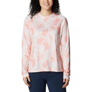 Columbia womens Super Tidal Tee Long Sleeve(Tiki Pink/Auroras Print)