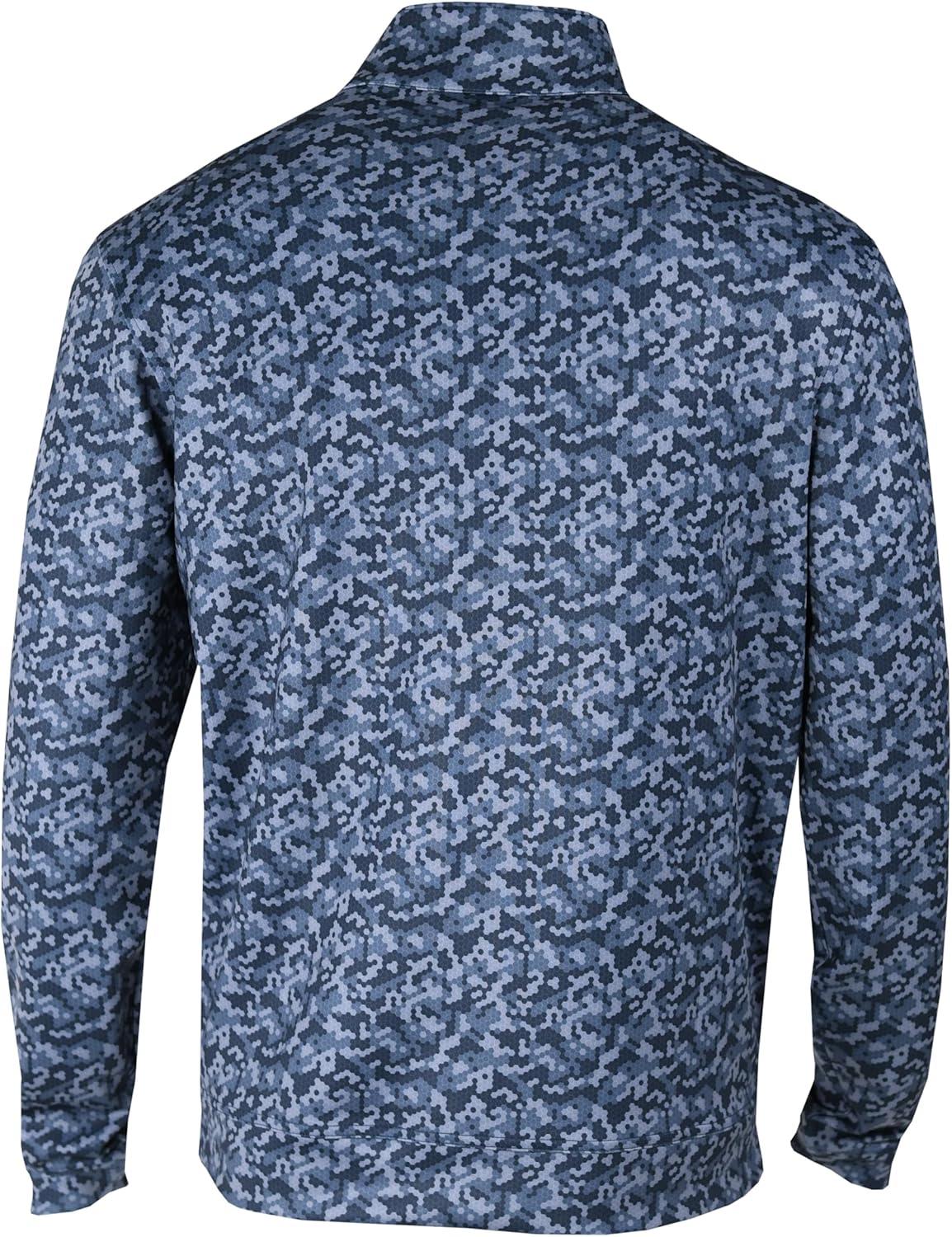 imageColumbia Golf Mens OmniWick Printed Wickhams Hills PulloverHoneycomb Collegiate Navy
