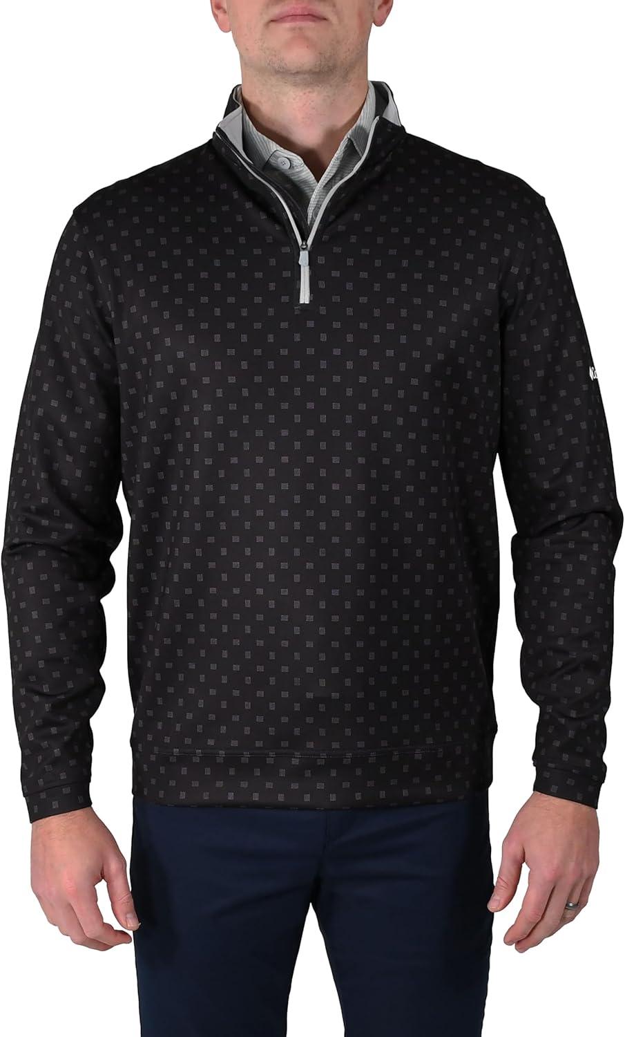 imageColumbia Golf Mens OmniWick Printed Wickhams Hills PulloverPrinted Black