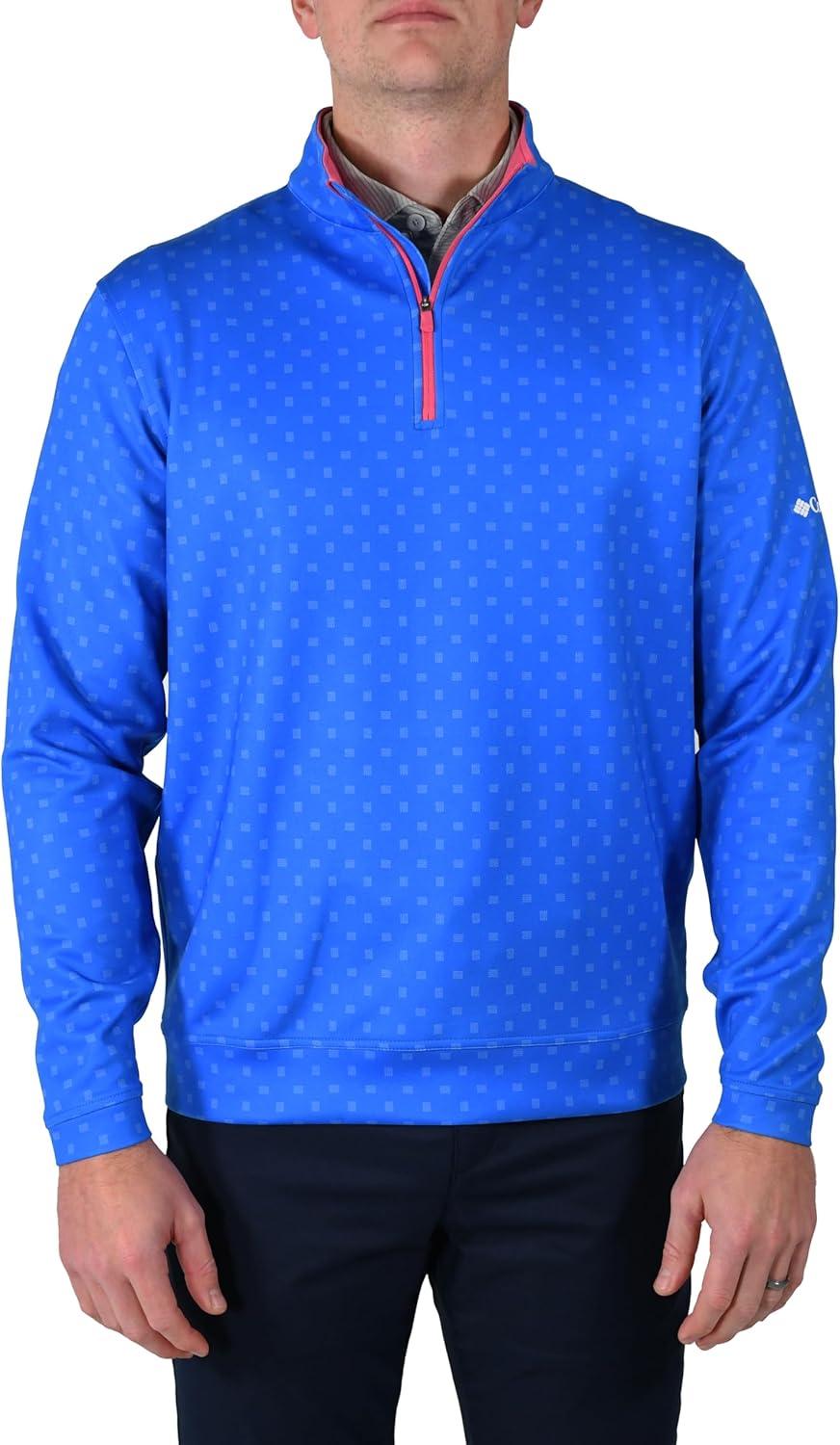 imageColumbia Golf Mens OmniWick Printed Wickhams Hills PulloverPrinted Hyper Blue