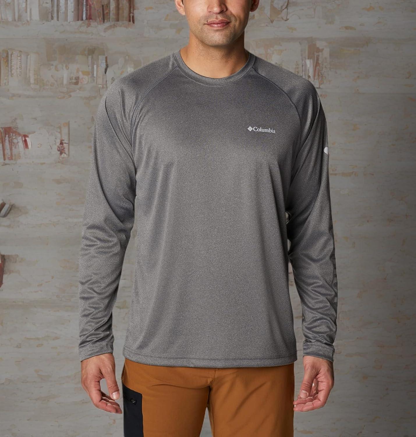imageColumbia Mens Fork Stream Long Sleeve ShirtCharcoal HeatherCool Grey Logo