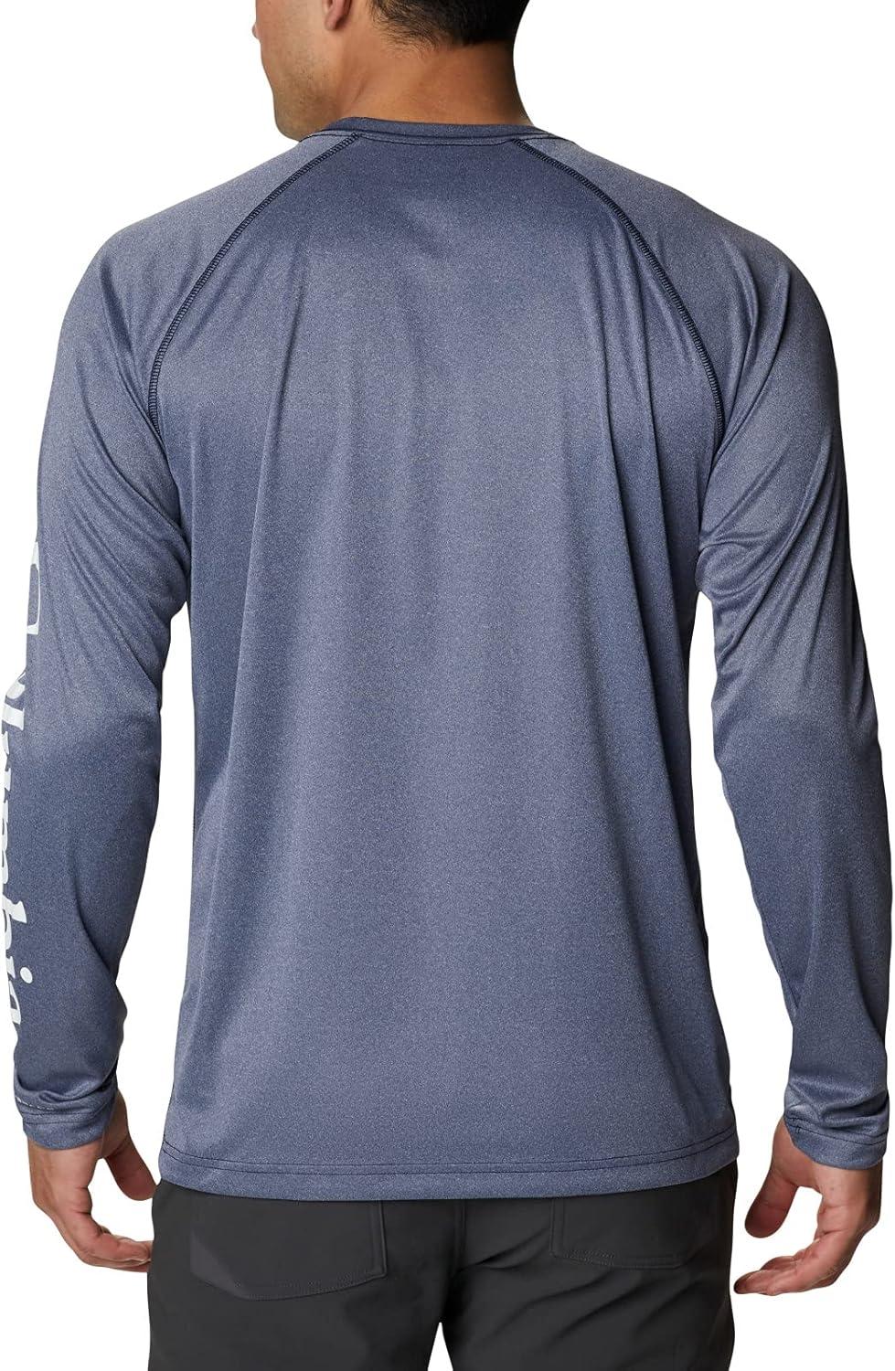 imageColumbia Mens Fork Stream Long Sleeve ShirtCollegiate Navy HeatherWhite Logo