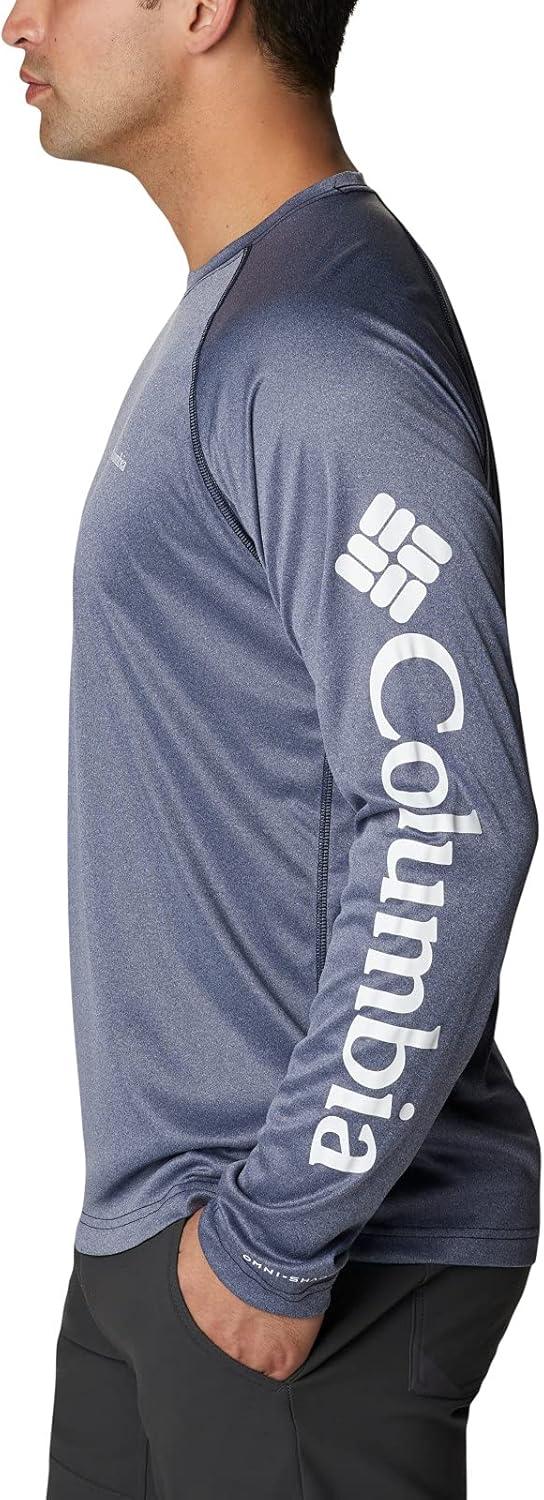 imageColumbia Mens Fork Stream Long Sleeve ShirtCollegiate Navy HeatherWhite Logo