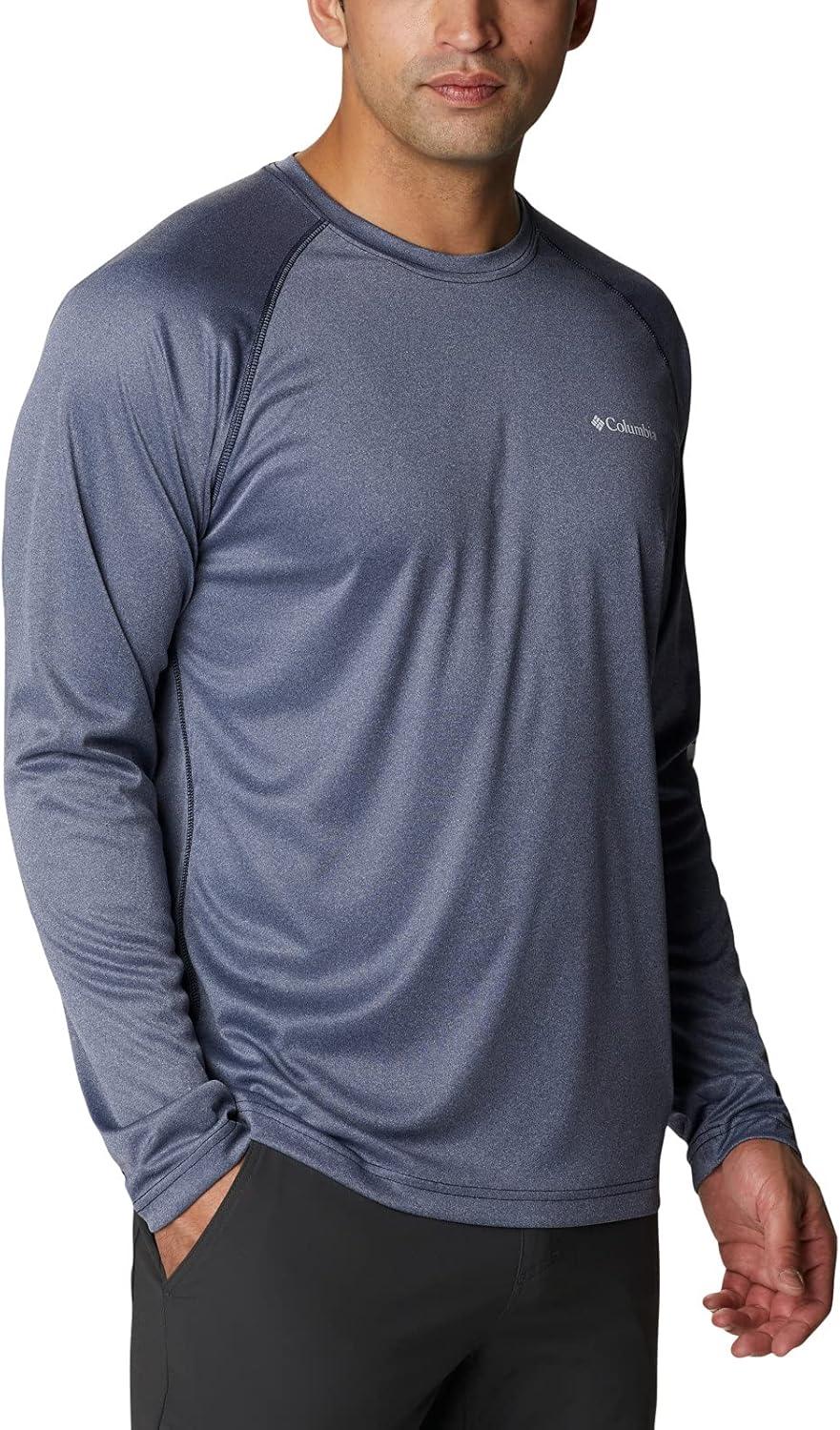 imageColumbia Mens Fork Stream Long Sleeve ShirtCollegiate Navy HeatherWhite Logo