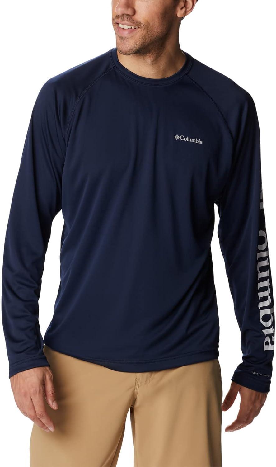 imageColumbia Mens Fork Stream Long Sleeve ShirtCollegiate NavyWhite Logo