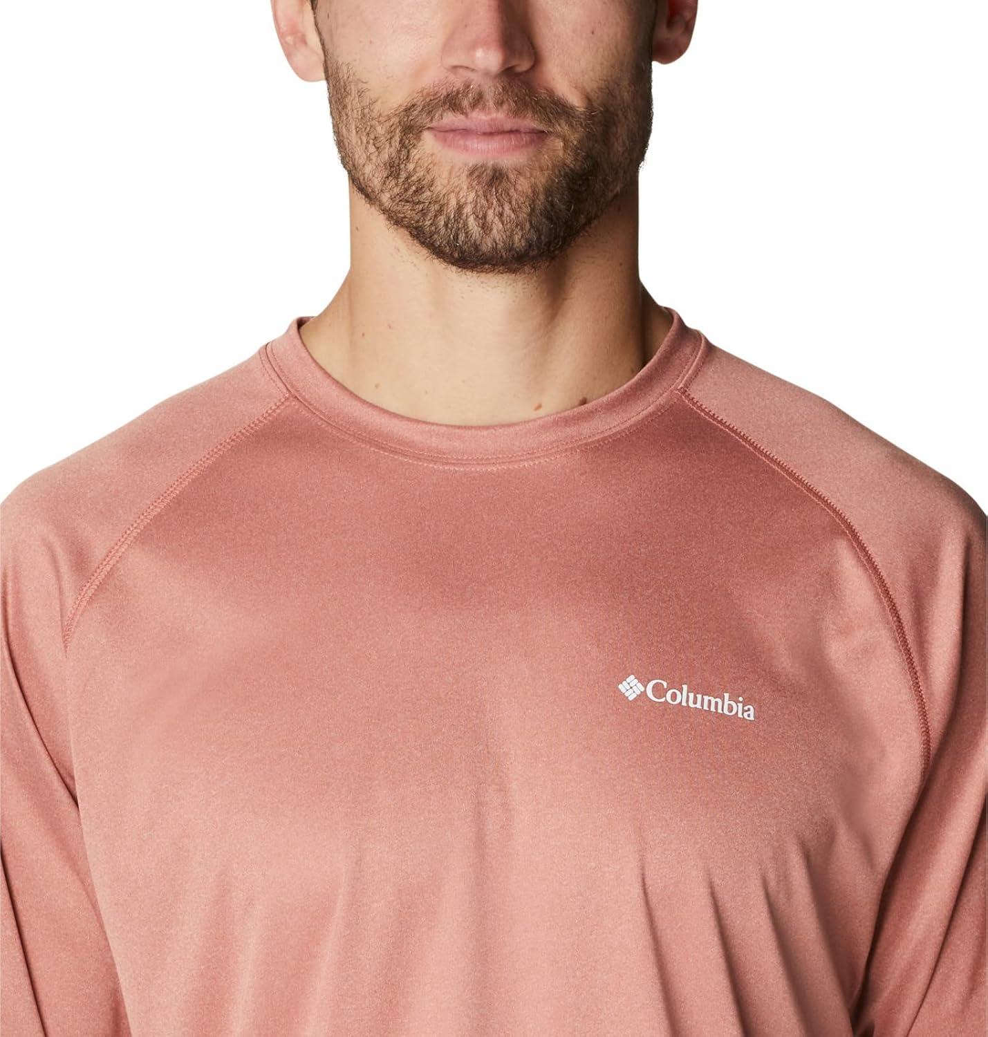 imageColumbia Mens Fork Stream Long Sleeve ShirtDark Coral HeatherWhite Logo