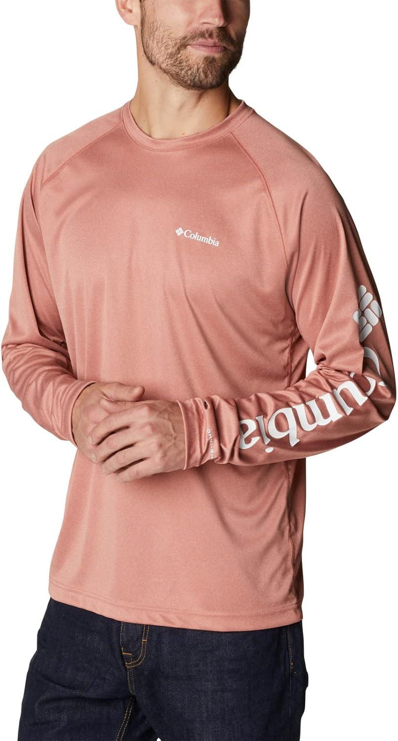 imageColumbia Mens Fork Stream Long Sleeve ShirtDark Coral HeatherWhite Logo