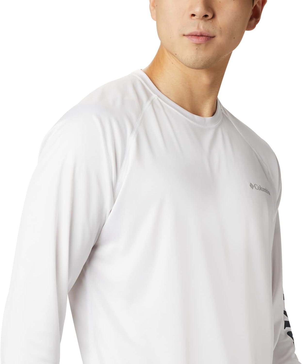 imageColumbia Mens Fork Stream Long Sleeve ShirtWhiteCollegiate Navy Logo