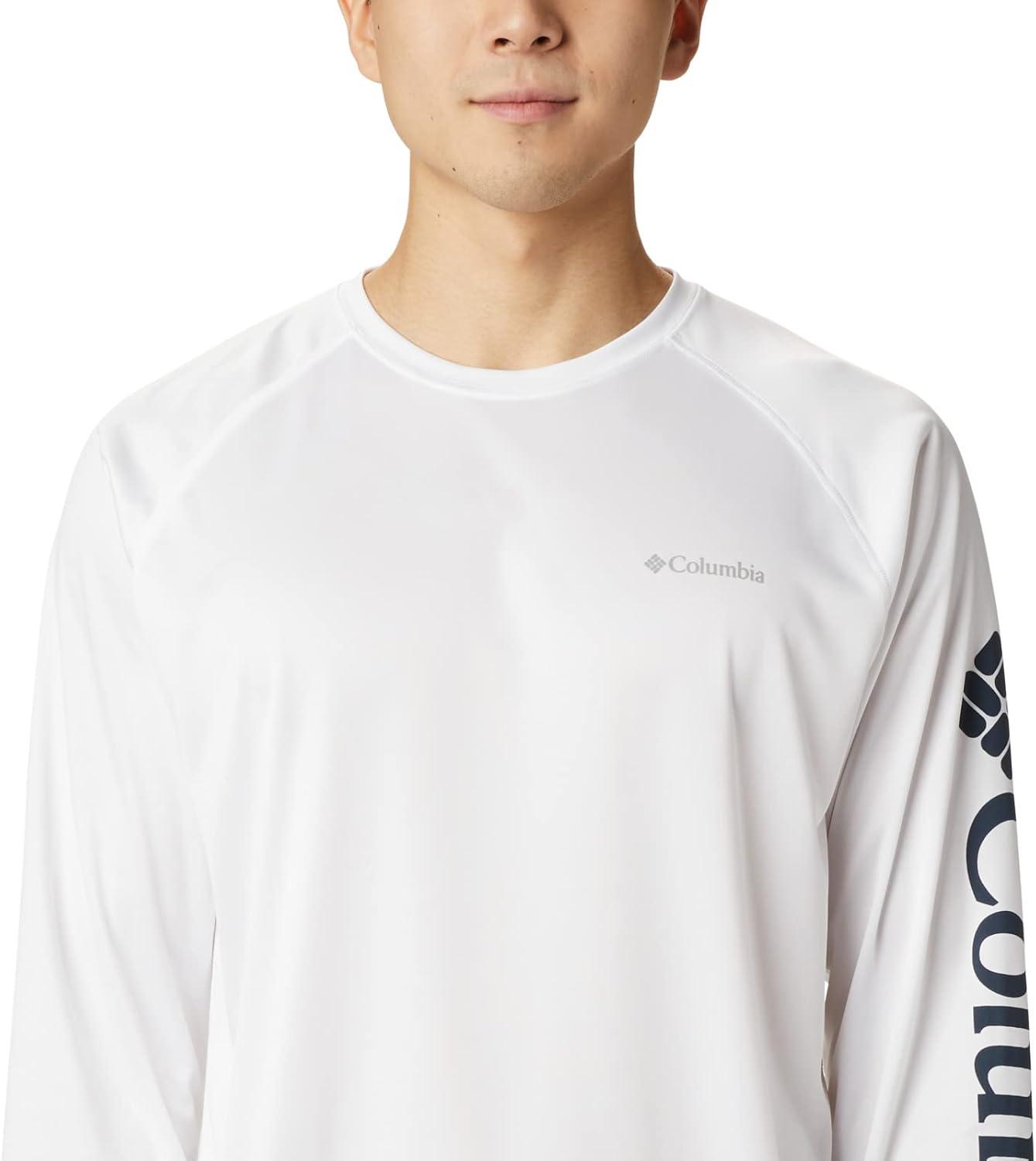imageColumbia Mens Fork Stream Long Sleeve ShirtWhiteCollegiate Navy Logo