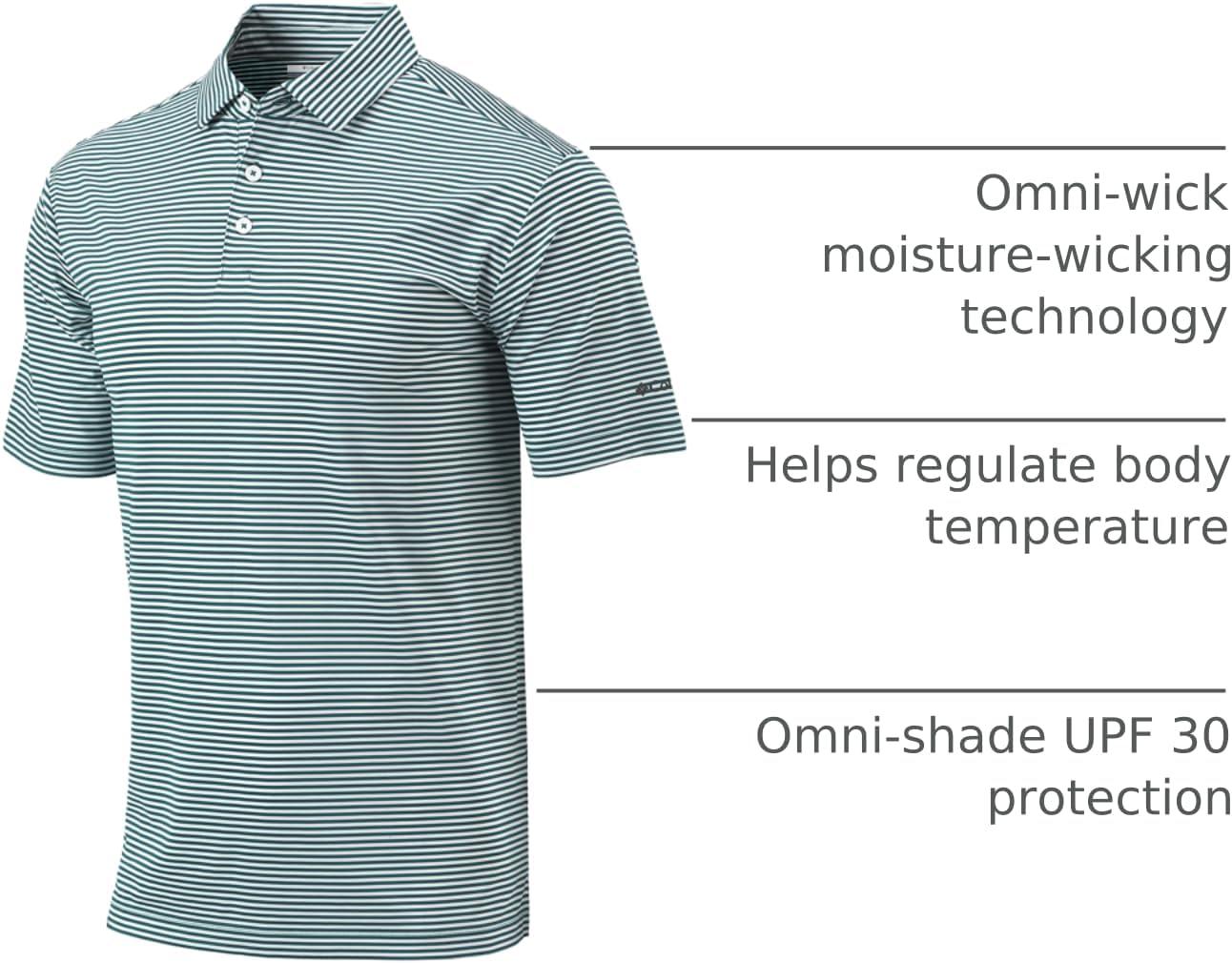 imageColumbia Mens Golf Club Invite Polo Omni Wick Lightweight Short Sleeve ShirtCloudburst