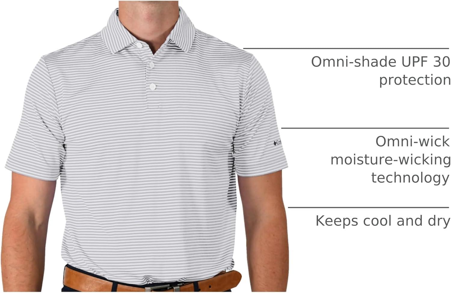 imageColumbia Mens Golf Club Invite Polo Omni Wick Lightweight Short Sleeve ShirtCool Grey