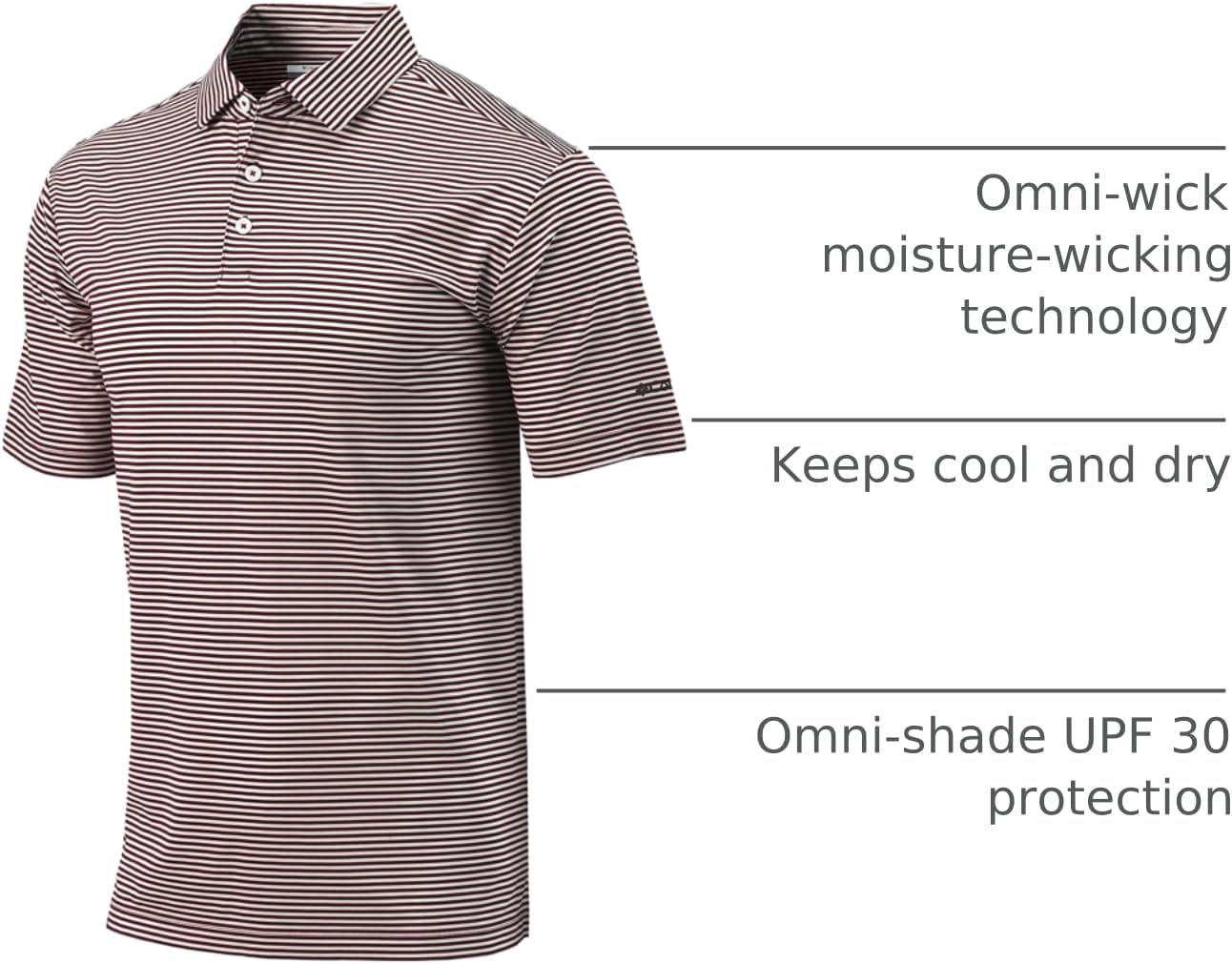 imageColumbia Mens Golf Club Invite Polo Omni Wick Lightweight Short Sleeve ShirtDeep Maroon