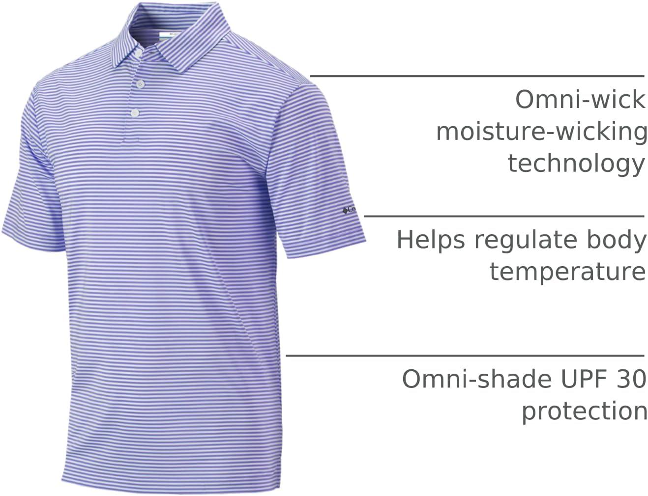 imageColumbia Mens Golf Club Invite Polo Omni Wick Lightweight Short Sleeve ShirtFrosted Purple