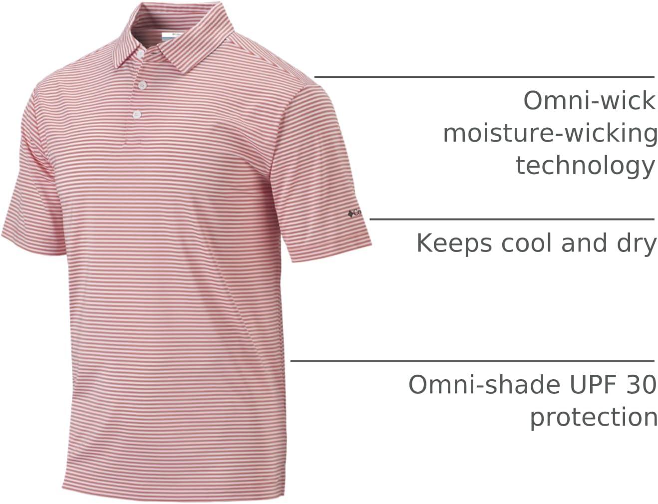 imageColumbia Mens Golf Club Invite Polo Omni Wick Lightweight Short Sleeve ShirtSorbet