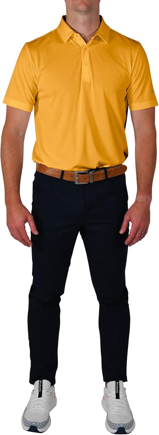 imageColumbia Mens Golf Drive Polo Shirt Omni Wick Performance Breathable Short SleeveAztec Gold