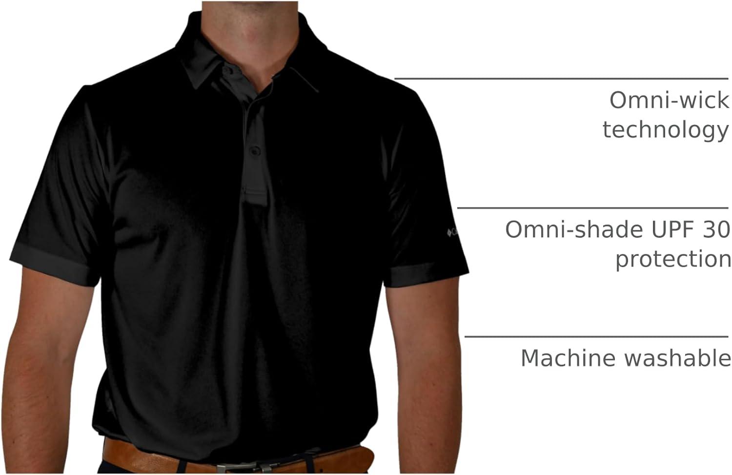 imageColumbia Mens Golf Drive Polo Shirt Omni Wick Performance Breathable Short SleeveBlack