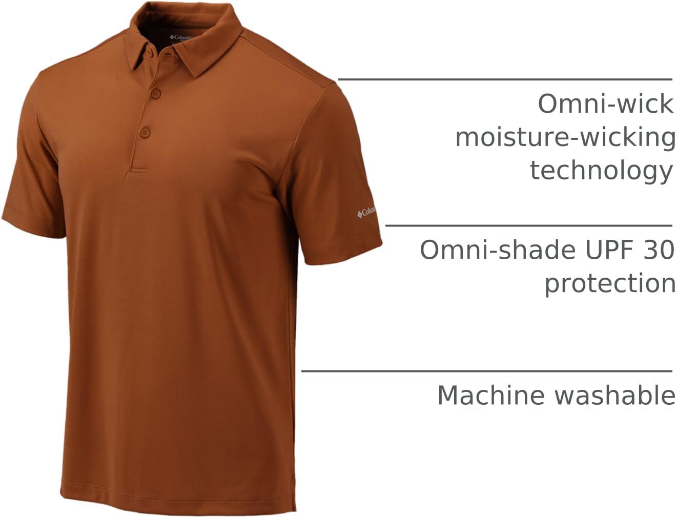 imageColumbia Mens Golf Drive Polo Shirt Omni Wick Performance Breathable Short SleeveCedar