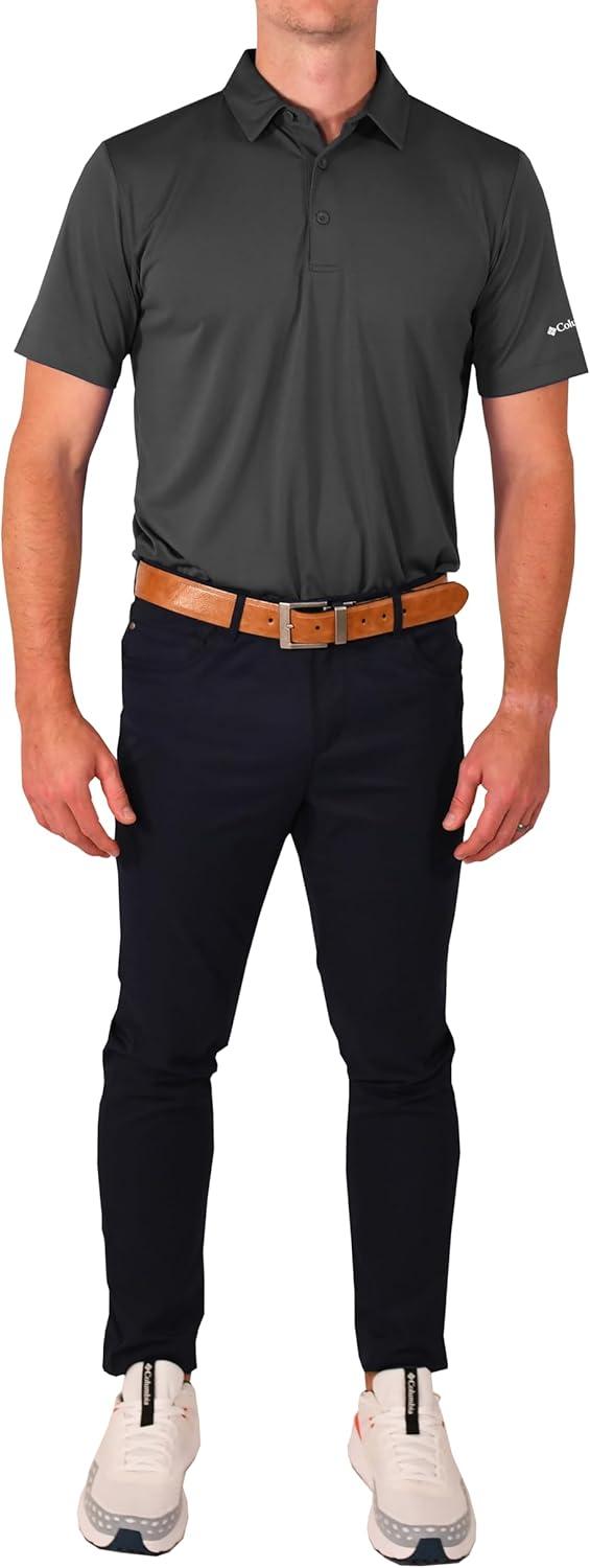 imageColumbia Mens Golf Drive Polo Shirt Omni Wick Performance Breathable Short SleeveForged Iron