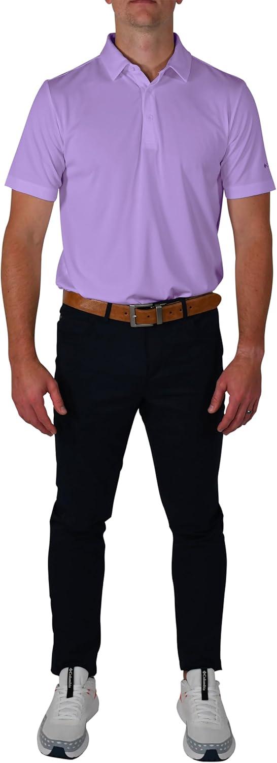 imageColumbia Mens Golf Drive Polo Shirt Omni Wick Performance Breathable Short SleeveFrosted Purple