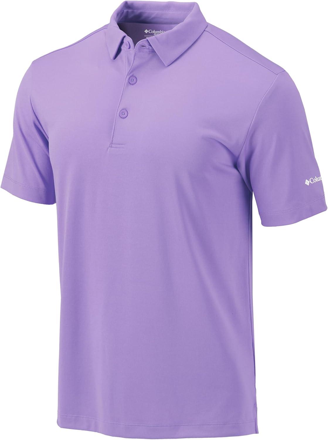 imageColumbia Mens Golf Drive Polo Shirt Omni Wick Performance Breathable Short SleeveFrosted Purple