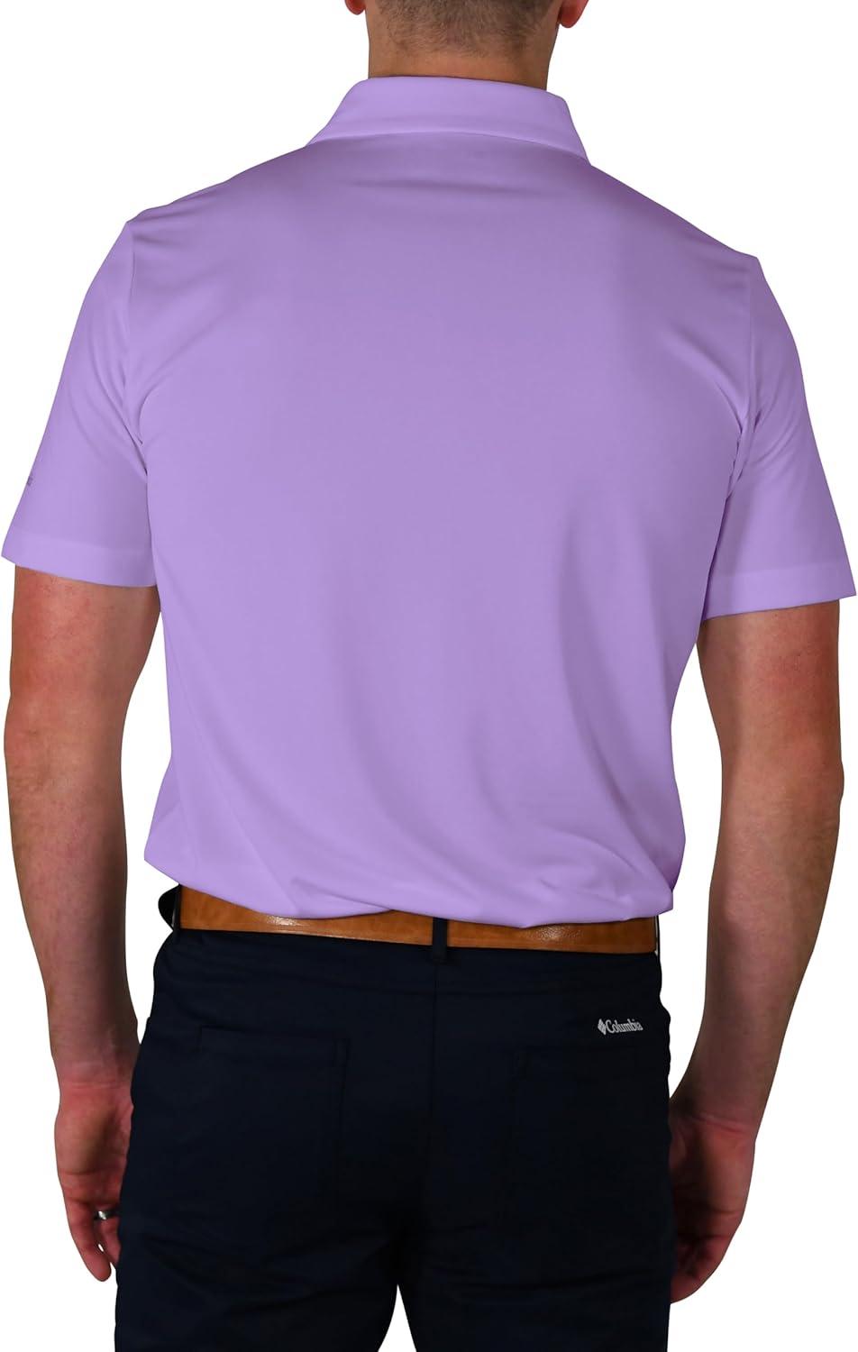 imageColumbia Mens Golf Drive Polo Shirt Omni Wick Performance Breathable Short SleeveFrosted Purple