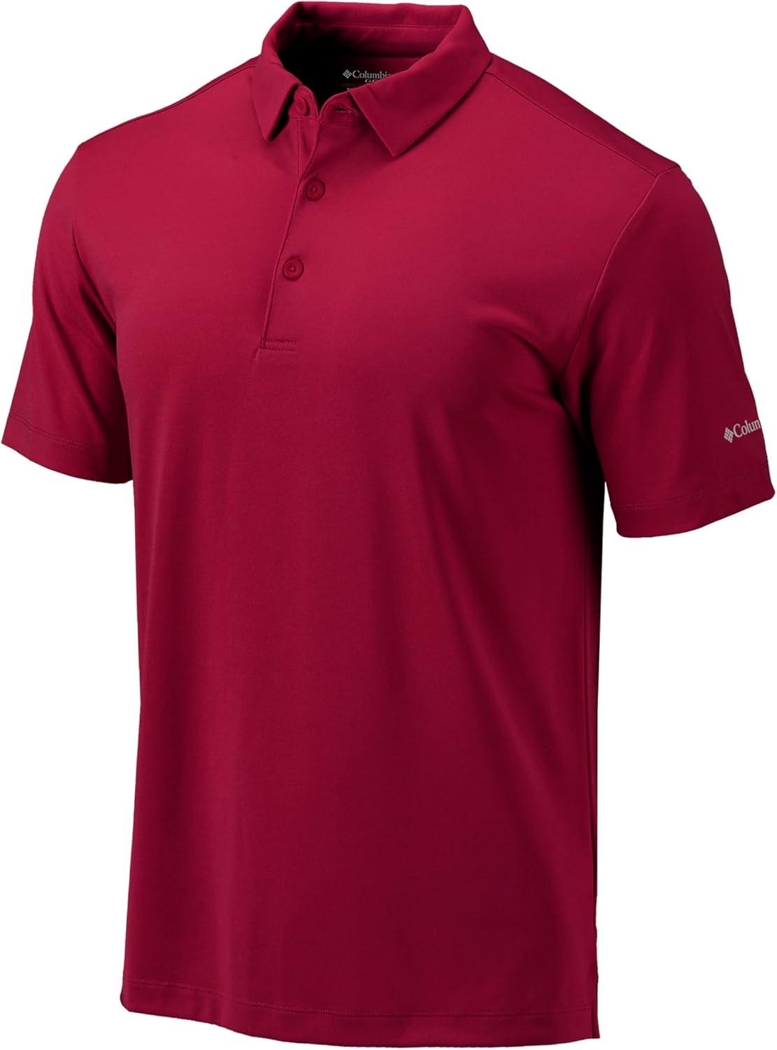 imageColumbia Mens Golf Drive Polo Shirt Omni Wick Performance Breathable Short SleeveGarnet