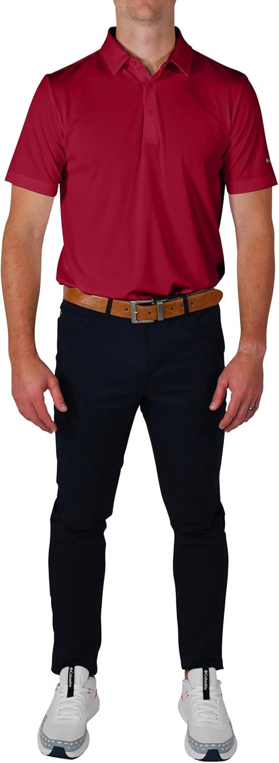 imageColumbia Mens Golf Drive Polo Shirt Omni Wick Performance Breathable Short SleeveGarnet