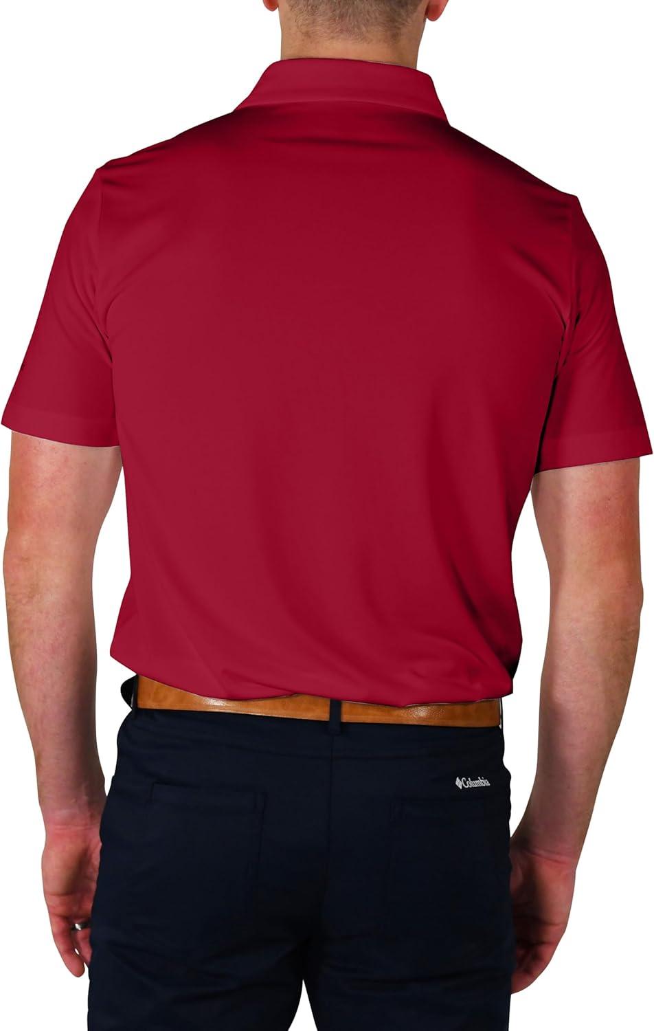 imageColumbia Mens Golf Drive Polo Shirt Omni Wick Performance Breathable Short SleeveGarnet