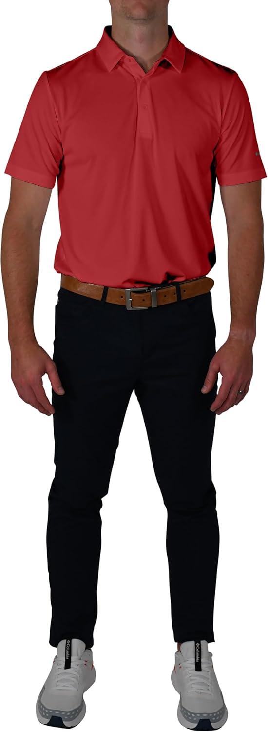 imageColumbia Mens Golf Drive Polo Shirt Omni Wick Performance Breathable Short SleeveIntense Red